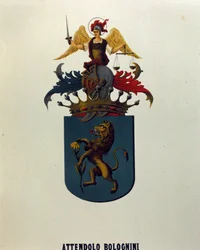 Blason de la famille Attendolo Bolognini de Milan avec lion « dragonne ».