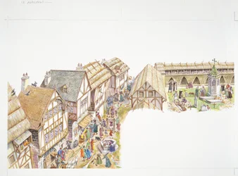 France, Moyen Âge - reconstruction de la vie quotidienne dans un village