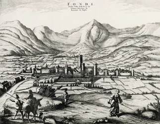 Ville de Fondi dans le Latium, gravure, Italie