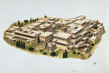 Reconstruction du palais de Knossos, Crète, 20e siècle av. J.-C.