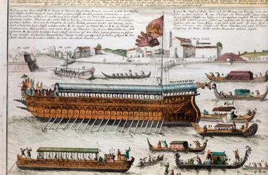 Vue de la lagune de Venise et du Bucentaure. Le jour de l