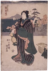 Edo Meisho Uchi: Sumidagawa (Femme avec gourde)