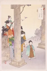 Femmes et enfants sur la terrasse