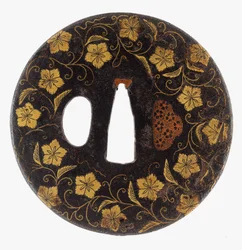 Tsuba : Rouleaux floraux