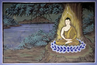 Vie de Bouddha : Bouddha en méditation - Temple Yongju, région de Suwon, Corée du Sud.