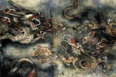 Dragons, décoration du temple bouddhiste de Pongwon, Séoul, Corée