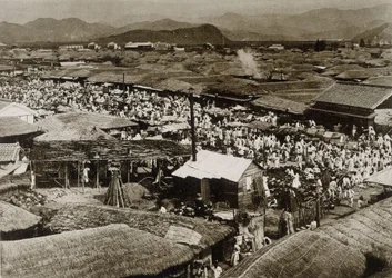 Vue de la place du marché à Daegu, Corée