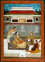 Une princesse indienne à sa toilette miniature de l