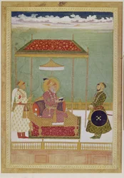 Portrait de Shah Aurangzeb avec un homme, probablement Ashraf Khan, début du XVIIIe siècle