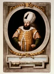 Portrait du Sultan Mehmet III (1566-1603). Miniature. Bibliothèque du Musée de Topkapi Sarayi, Istanbul