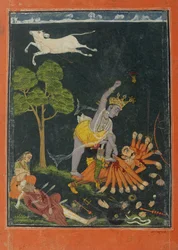 Parasurama tuant Karttavirya Arjuna, Chamba ou Bilaspur, Himachal Pradesh, vers 1750-60