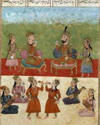 Art islamique : concert et divertissement dans un harem (Shahnameh)