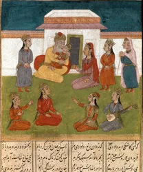 Scène de harem dans une miniature persane tirée d