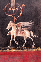 Décoration architecturale avec des chevaux ailés (pegasi), Herculanum