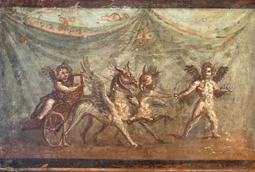 Cupidon et char tiré par des griffons, Herculanum