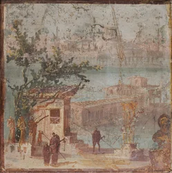 Paysage avec statues