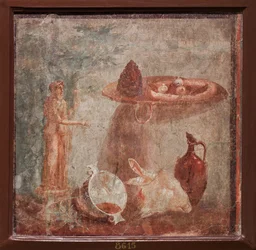 Statue de Dionysos, tête de chèvre et fruits, Herculanum