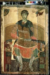 Le martyr chrétien Saint Demetrios de Thessalonique en trône