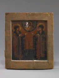 Saints Boris et Gleb, début du 18e siècle (tempera et papier sur bois)