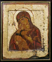La Mère de Dieu de Vladimir, icône russe, École de Pskov, fin du 15ème siècle