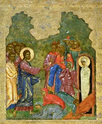 La Résurrection de Lazare, École de Novgorod