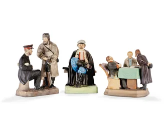 Trois groupes de figurines en porcelaine de la manufacture de porcelaine Gardner, fin du XIXe siècle