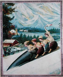 Touristes en luge, début du XXe siècle