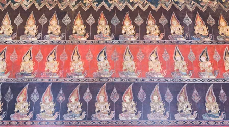 Peintures murales dans la chapelle Buddhaisawan, palais de Wang Na