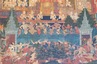 Fresques dans la chapelle Buddhaisawan, palais de Wang Na