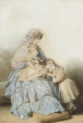 Reine Maria Amalia des Français, avec les enfants du prince Louis, duc de Nemours, 1845