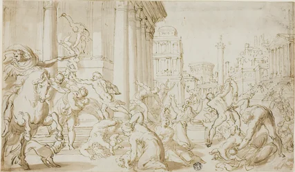 Massacre des Innocents (recto) ; Esquisses de personnages (verso)