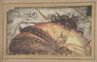 Fragment de carton de tapisserie : Le sommet de la tête d