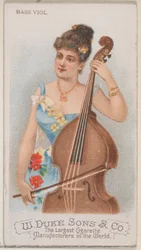 Viole de basse, de la série Instruments de musique N82 pour les cigarettes de la marque Duke, 1888
