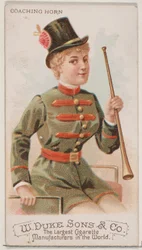 Cor de chasse, de la série Instruments de musique N82 pour les cigarettes Duke, 1888
