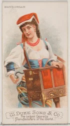 Orgue de Barbarie, de la série Instruments de musique N82 pour les cigarettes de marque Duke