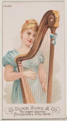 Harpe, de la série Instruments de musique N82 pour les cigarettes Duke, 1888