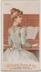 Piano, de la série Instruments de musique N82 pour les cigarettes de marque Duke, 1888