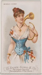 Cor romain, de la série Instruments de musique N82 pour les cigarettes de la marque Duke, 1888