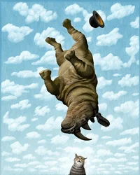 Rhinocéros, 2019 (planche à dessin, colorisée numériquement)