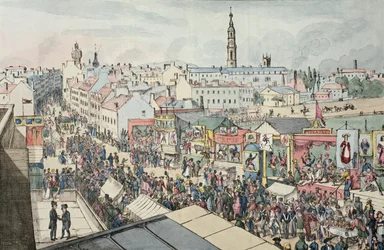 Dessin de la foire de Glasgow, de The Glasgow Looking Glass, 1825