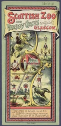 Dépliant publicitaire pour le Scottish Zoo and Variety Circus, vers 1890