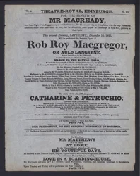 Programme de théâtre pour le Theatre Royal, Édimbourg