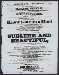 Programme de théâtre pour le Theatre Royal, Édimbourg