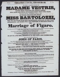 Programme de théâtre pour le Theatre Royal, Édimbourg, 8 octobre 1829