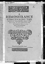Page de titre de Une remontrance concernant les troubles actuels de la réunion des états du Royaume d