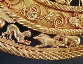 Lion et panthère attaquant un sanglier, Détail d