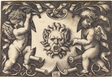 Masque tenu par deux génies