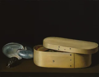 Nature morte avec coquillages et une boîte en bois, fin des années 1620