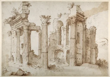 Ruines colonnaires du Temple de Minerve, Forum de Nerva, Rome