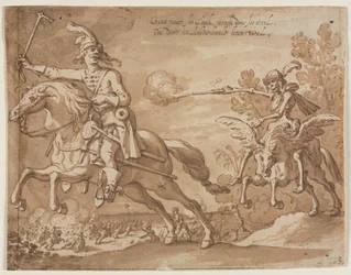 La mort à cheval poursuivant un chevalier volant, 1631